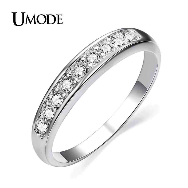 UMODE Обручальное кольцо с покрытием из белого золота и 9 драгоценными камнями высшего качества JR0001B