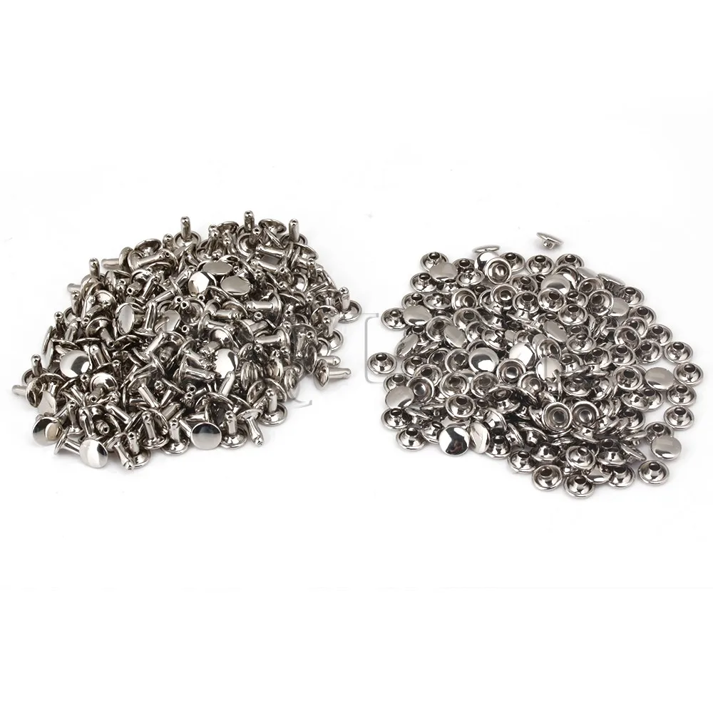 

BQLZR Silver 8x9mm Reversible Round Flat Rapid Rivets Studs Punk Decor for Bag Shoes Bracelet Pack of 200