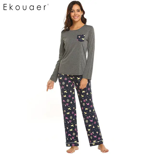 Aliexpress.com : Buy Ekouaer Pajamas Sets Long Sleeve Pijama Women ...