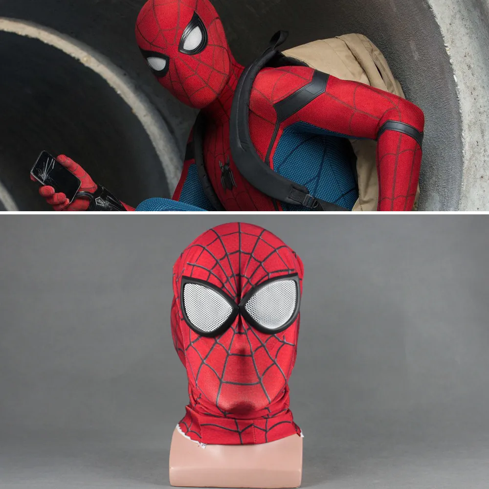 

New Type Spider-Man Far From Home Mask Cosplay Spiderman 3D Digital Print Headwear Balaclava Full Face Props with 3D Eyes
