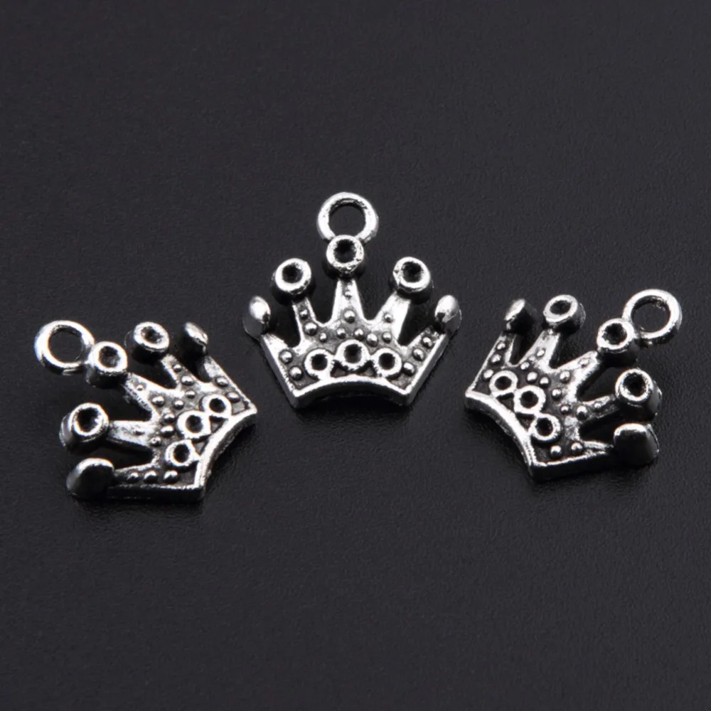 

Fashion hot 12pieces/lot 12MM antique silver Alloy Imperial crown charms Pendant DIY Jewelry Findings 64-1167