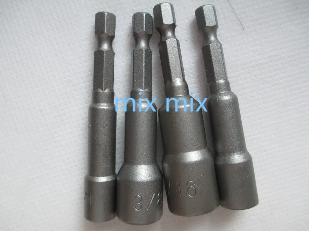 4pcs Magnetic Nut Driver Set Socket Adapter Hex Shank Drill Bits 