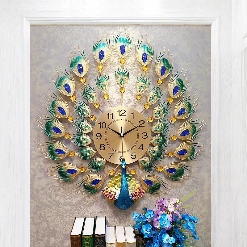 

Peacock Wall Clock Home Decor Wall Watch Living Room And Bedroom Mute Clock Wall Modern Design Luxurious Digital Wall Clocks