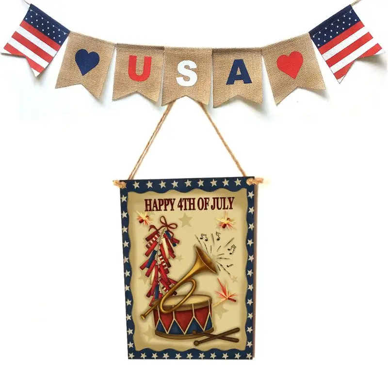 

Rustic Wooden Happy Happy 4th Of July Sign Plaque Independence Day Room Home Decor Collection Gift