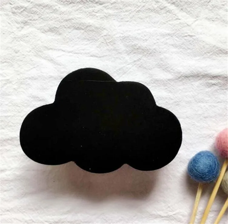 Деревянный мороженое/кролик/летучая мышь/борода/облака детская одежда крючок детская комната настенная вешалка в качестве украшения крючок подарок на день рождения - Цвет: Black Cloud