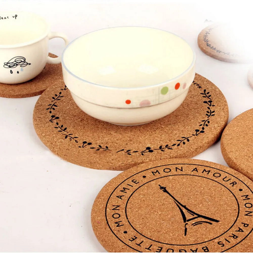 Cork Wood Drink Coaster Tea Coffee Cup Mat Japan Style Flexible Table Heat Resistant Round Drinks Mats On Sale