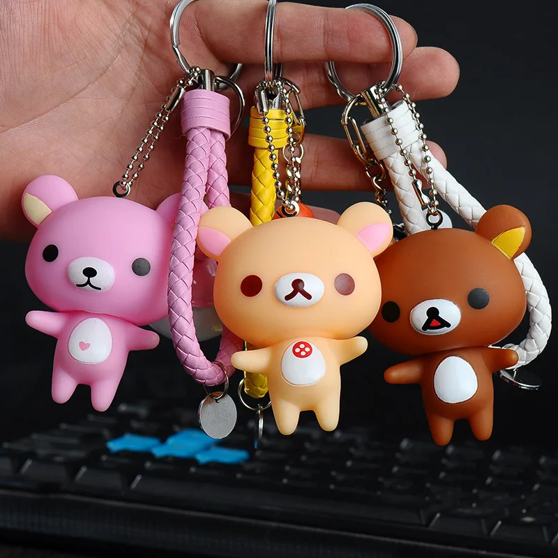 Rilakkuma с симпатичными машинками колокол брелок мультфильм легкий медведь