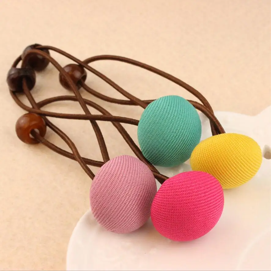 

New Hot Korean Cute Trendy Solid Color Dot Button Woman Elastic Hair Rope Bands Girls Hair Accessories Rubber Band Headwear