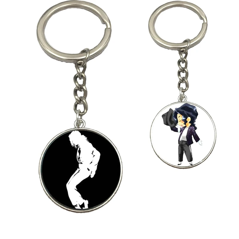 

1 Pc Popular star picture keychain Michael Jackson picture keychain tassel key ring car bag holder jewelry