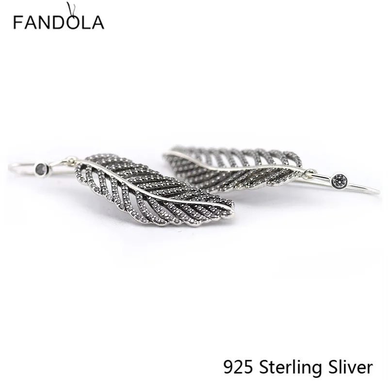 

925 Sterling Silver Jewelry Light as a Feather Dangle Earrings Blue Enamel For Women Female Girl Gift