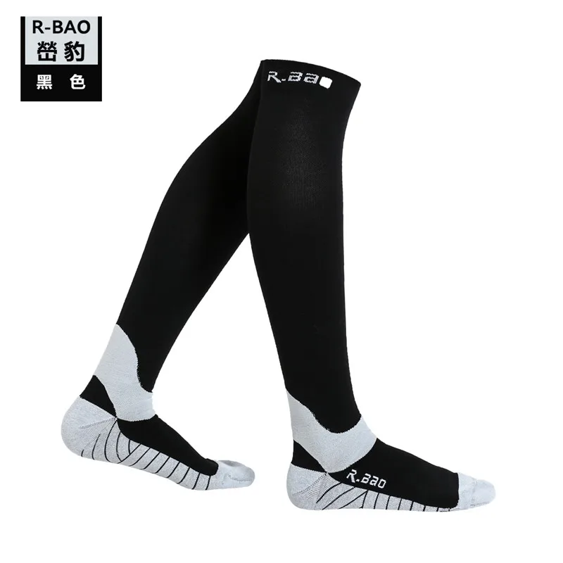 R-BAO Профессиональный Длинные Компрессионные носки Велоспорт марафона Функция чулки защитный Тип противоскользящие марафонцев - Цвет: Черный
