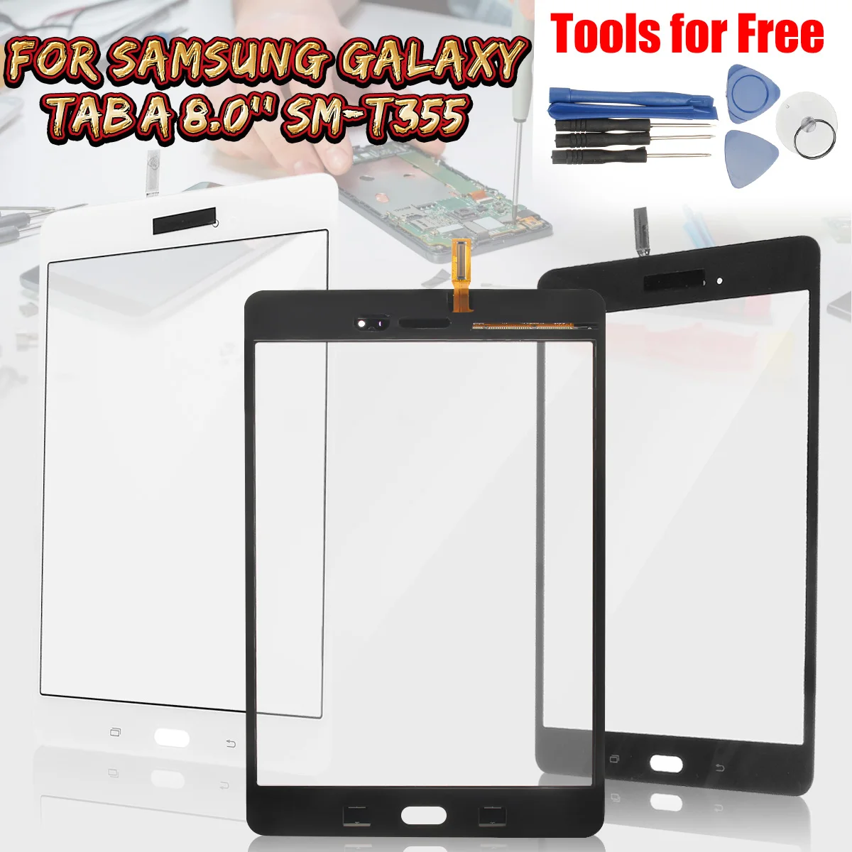 Сенсорный экран дисплея дигитайзер замена стеклянная панель для samsung для Galaxy Tab A 8,0 ''SM-T350 + Замена аксессуары инструменты