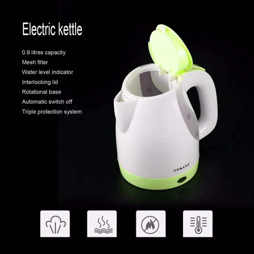

SOKANY 0.9L Electric Kettle Water Kettle With Mesh Filter & Interlocking Lid Support Automatic Switch Off EU Plug Boiling Pot