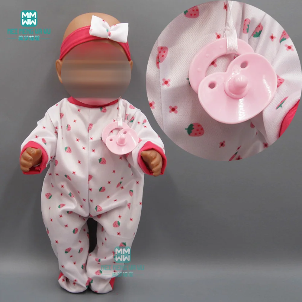 

Doll clothes for 43cm new born doll accessories fashion baby crawling clothes+Hair band + pacifier