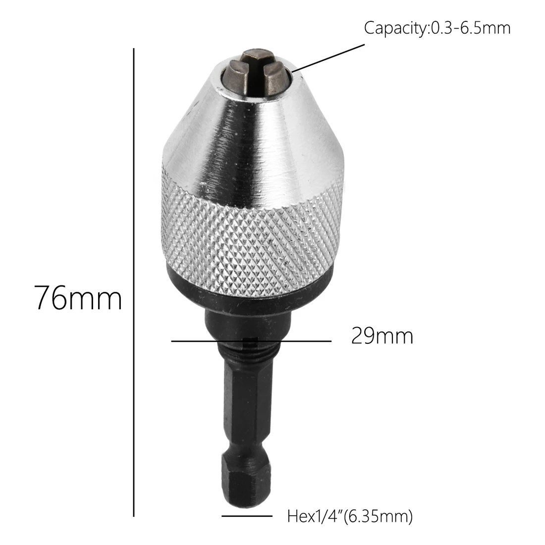 High 0.3 6.5mm Keyless Drill Chuck Screwdriver Impact Driver Adaptor 1/4" 6.35mm Hex Shank Drill