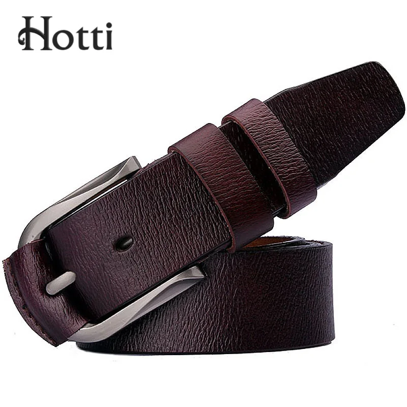 

[Hotti] Brand Genuine Leather Male Belt Luxury Designer Belt For Men High Quality Metal Buckle Jeans Belt Cowskin Casual Belt
