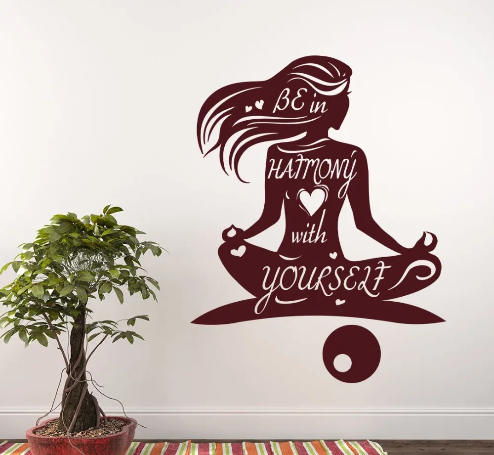 Yoga wand vinyl aufkleber lotus position aufkleber zitat motivation A190