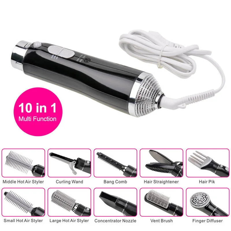Beli 10 In 1 Multifungsi Pengering Rambut dengan Sisir untuk Perjalanan Profesional Rambut Hair Dryer Pengering Rambut Rambut Blower untuk digunakan Di Rumah Kecantikan 489
