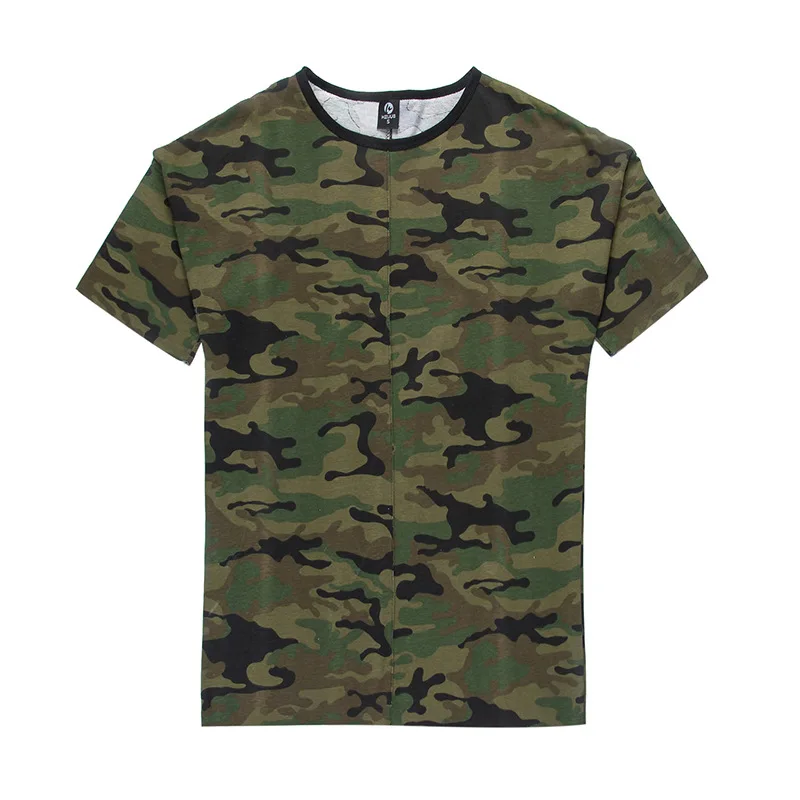 

Hip Hop Men's T Shirt Streetwear Men Short Sleeve New Fashion Longline T Shirt Camo Camouflage Men Clothes