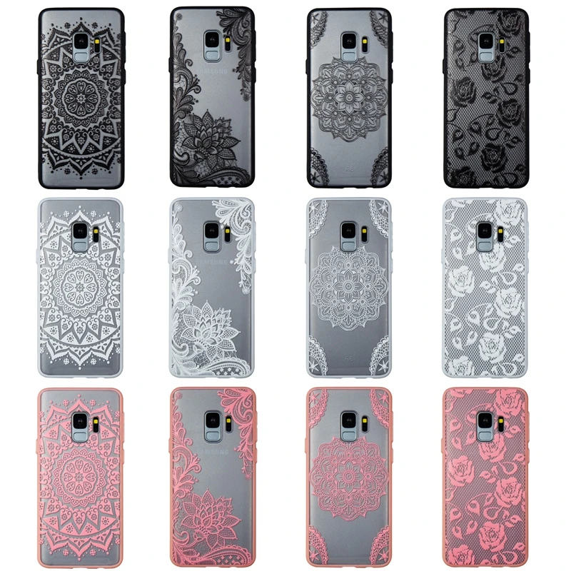Милый прозрачный чехол с розовыми цветами для samsung Galaxy S10 S6 s7 edge S10e S9 S8 Plus A6 A8 A3 A5 A7 TPU+ PC задняя крышка