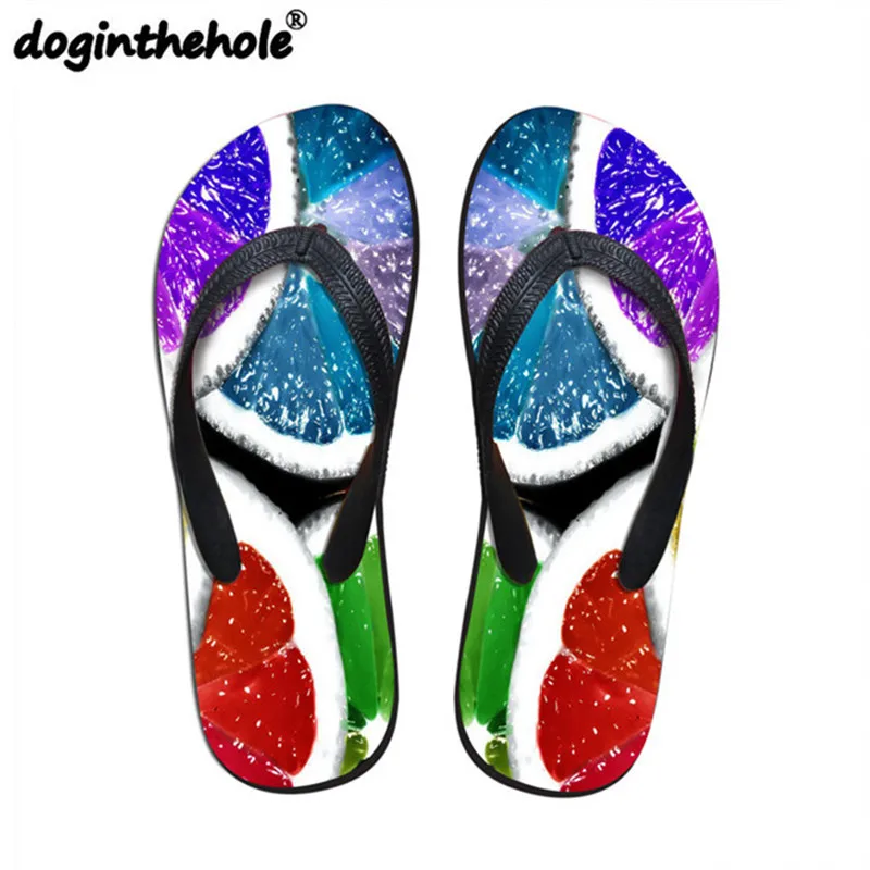 

doginthehole Sport Sandals Shoes 2018 for Women Flip Flops Jelly Fruit Printing Sport Slipper Outdoor Flats Beach Women Shoes