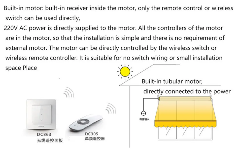 de rolamento, 220v 50 hz, motor rf433mhz motor de 4 fios