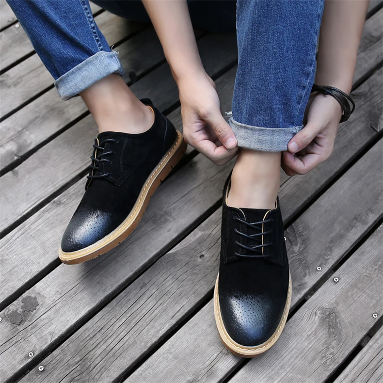 SERENE Brand New Men's Shoes Retro Leisure Leather Work Tooling Shoe Mens Lace Up Casual Shoes Male Waterproof OxFord Footwear (4)