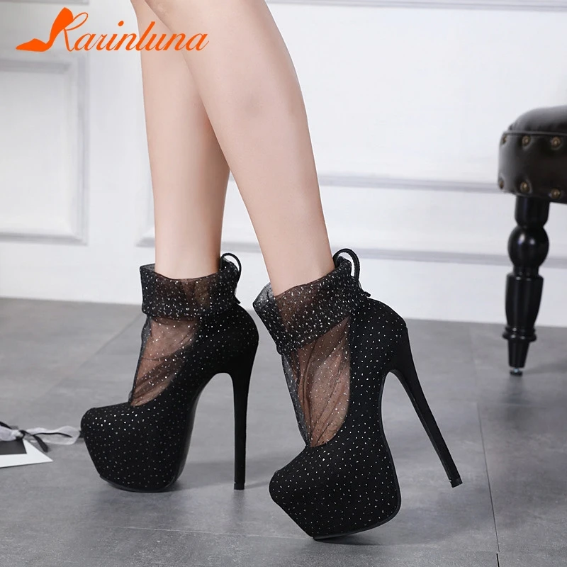 

KARINLUNA New Big Size 34-40 Ladies High Hells Platform Shoes Woman 2019 Casual Party Office Sexy Spring Autumn Pumps Black