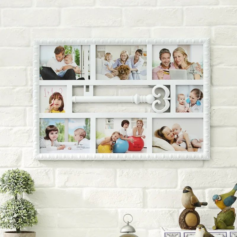 

Creative Family photo frame 8 Frame Combination Siding Wall Frame 7 Inch 4 Inch Child Personality Photo wall Home Decoration