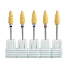 1 шт. желтый керамический 3/3" сверла для дизайна ногтей 5 типов фрезы для маникюра пилка электрический прибор машина аксессуар чистые инструменты