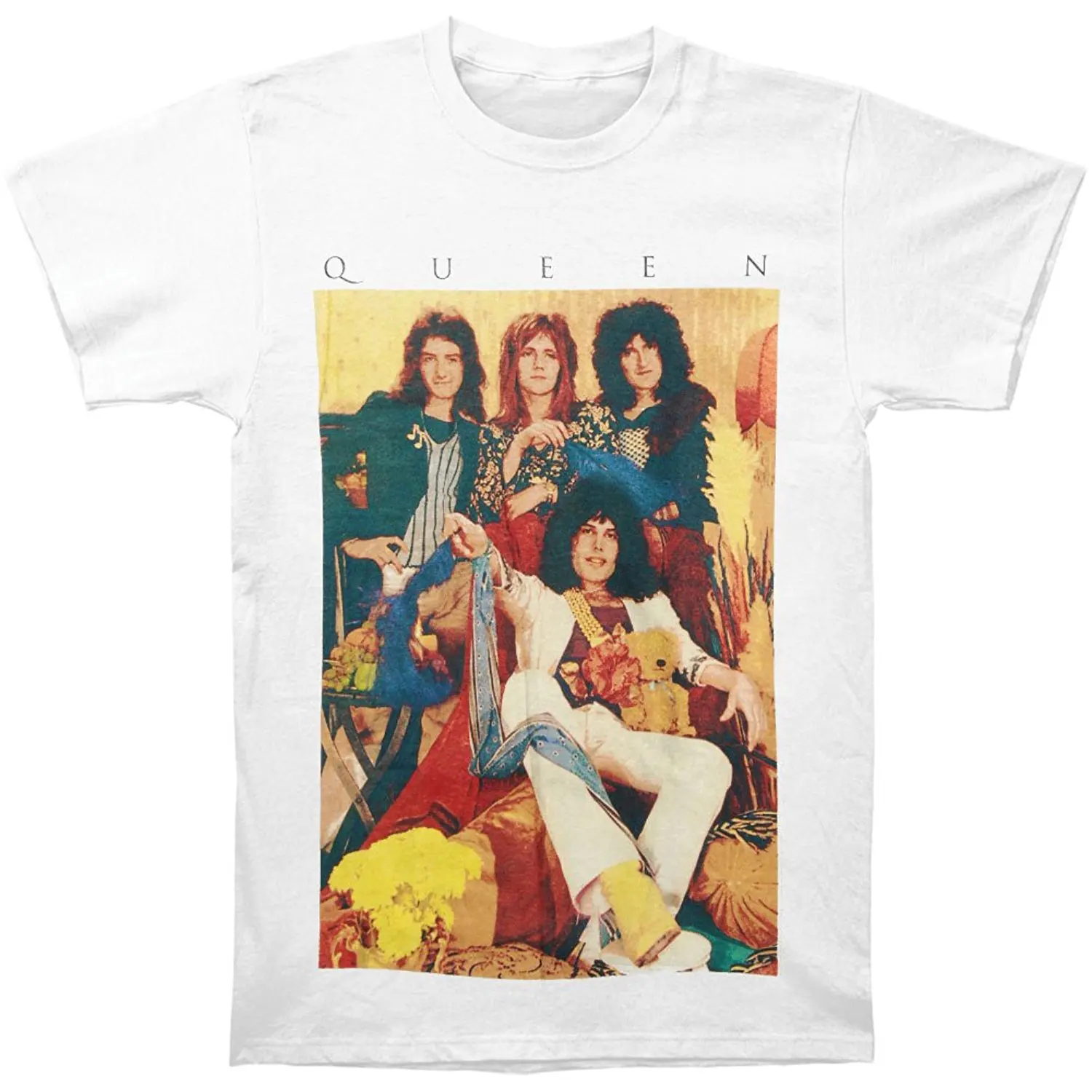 

Queen Old School Band T-Shirt for Lady Short Sleeve Women Tops Tee Female T Shirt 2018 Summer Text White Style Harajuku