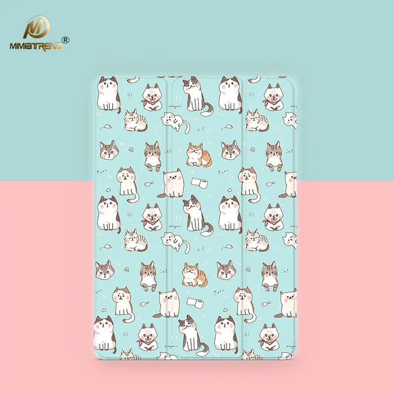 

Mimiatrend Cutee Cats PU Case for 2017 New iPad Pro 9.7" 10.5" Air Air2 Mini 1 2 3 4 Tablet Case Shell + Film + Phone Case Gift