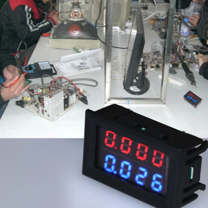 0 28 дюймовый цифровой DC 4 битный 100V 10A Вольтметр Амперметр измеритель напряжения