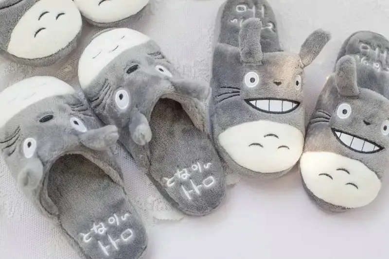 Totoro/милые женские/мужские домашние тапочки с котом из мультфильма; домашние тапочки для спальни; удобная теплая зимняя обувь