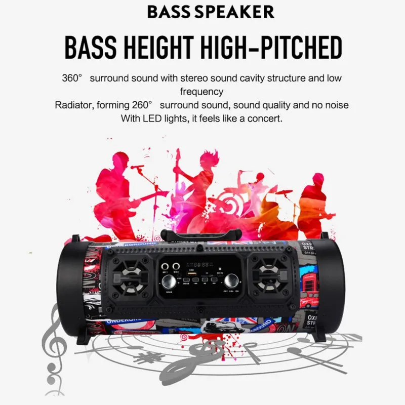 

Hifi Portable Bluetooth Speaker FM Radio Move KTV 3D Sound system Sound bar subwoofer portable column bluetooth speaker FM radio