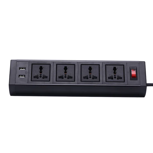 JOHO Desktop 4 розетки Dual USB зарядное устройство с коммутатором 250 В 10A/16A настольный разъем универсальные компьютеры Настольный ПК кабель для передачи данных - Тип: black