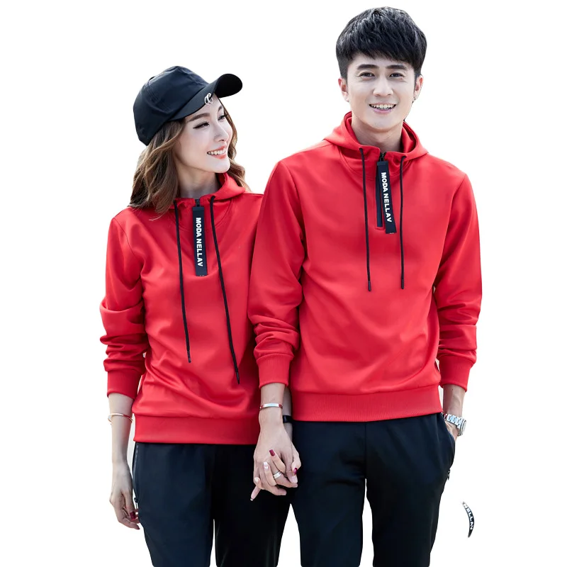

Couple 2018 Youth Spring Autumn Running Sports Suit Hat Fitness Sport Set Lovers Solid Color Jogging Set Running Suit Sport Wear
