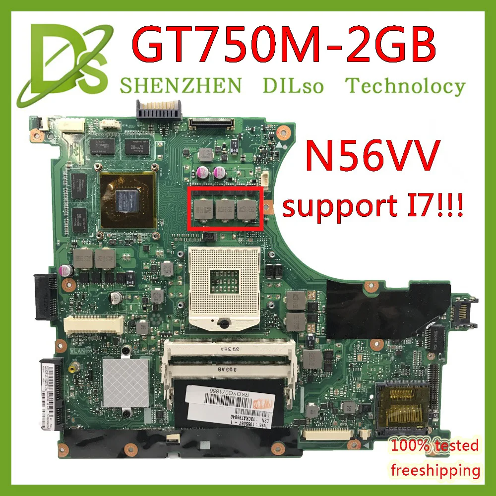 KEFU N56VV motherboard For ASUS N56VM N56VJ N56VZ N56VB N56V Laptop motherboard GT750 2GB mainboard support I7 Test motherboard