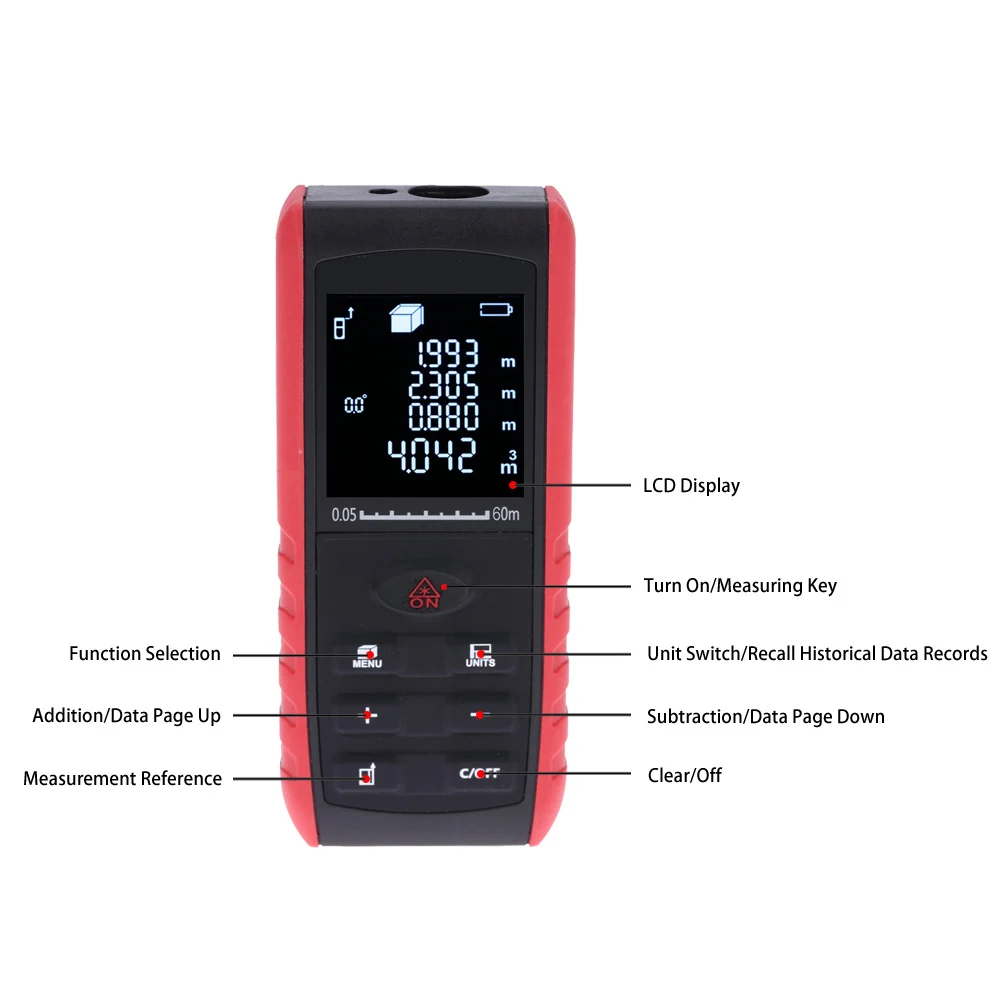 40/60/ 80/100M High precision Laser rangefinder Handheld laser Distance Meter Range Finder Area Volume Measure +Angle Indication 40/60/ 80/100M High precision Laser rangefinder Handheld laser Distance Meter Range Finder Area Volume Measure +Angle Indication