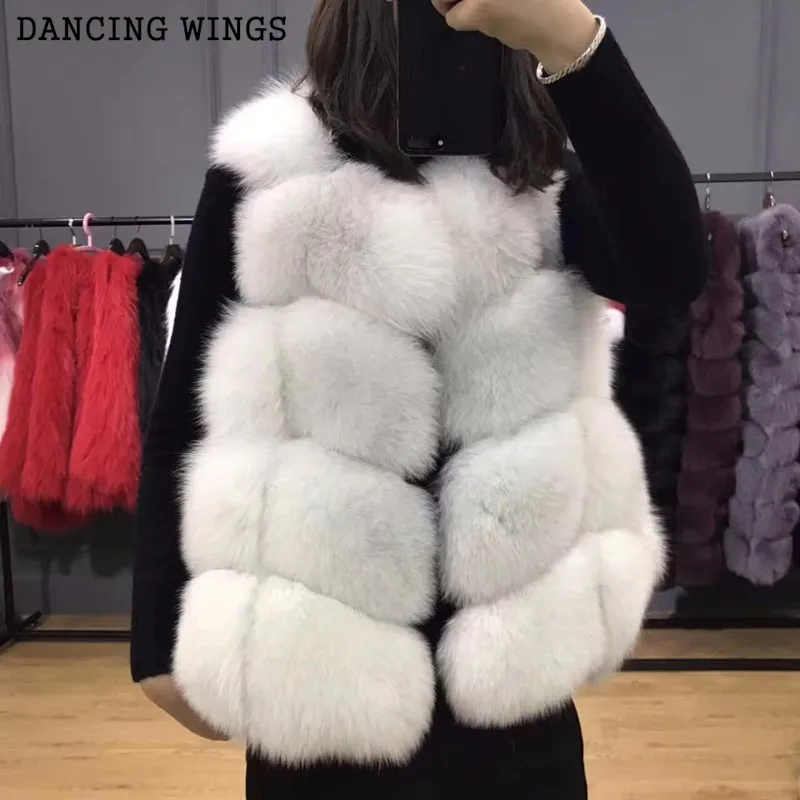 

7 Colors Natural Fox Fur Vest Coats Sleeveless Women Jacket Short Style Real Fox Fur Vest Gilet