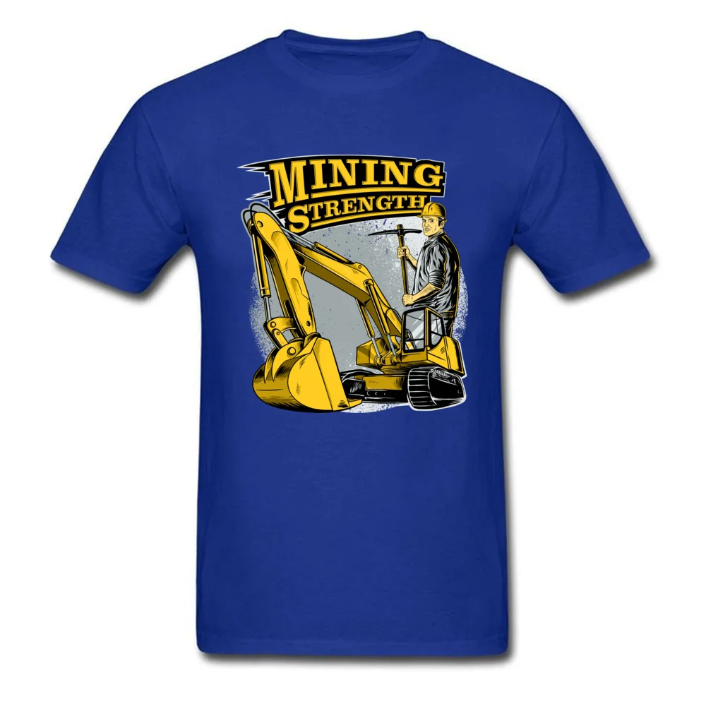 Mining Strength Excavator Young New Arrival Tops Shirt Round Collar Summer Pure Cotton T Shirt comfortable Tops Shirts Mining Strength Excavator blue