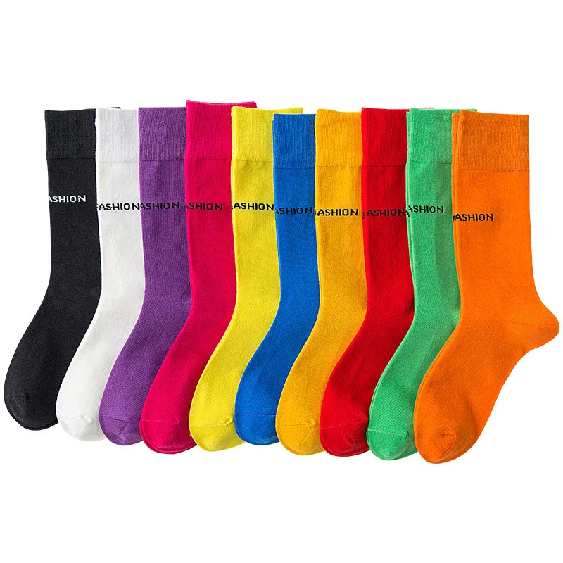 Модные носки Харадзюку в стиле хип-хоп, цветные носки в Корейском стиле, забавные носки с надписями, очень высокие уличные носки, хлопковые