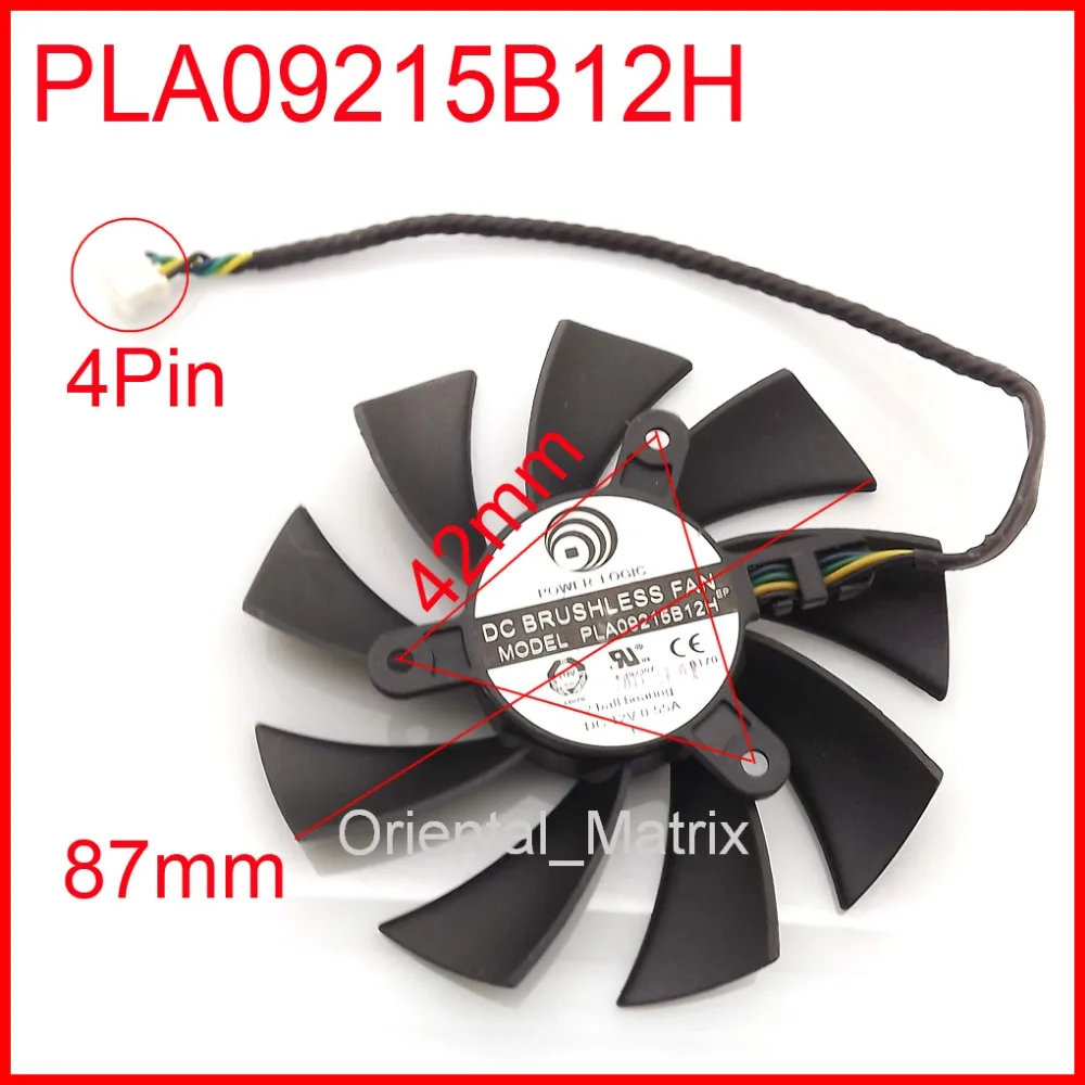 Вентилятор для видеокарты MSI HD6870 N560 570 580GTX 4 провода 12 В 0 55 А 87 мм|graphics card cooling fan|4pin