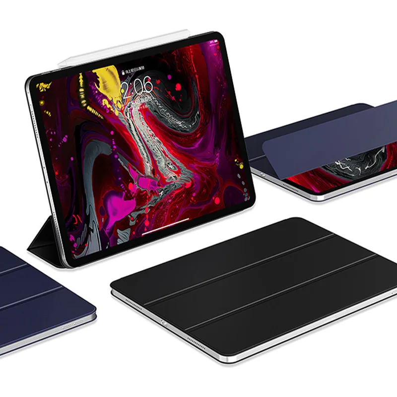 

For iPad Pro 11 2018 Case PU Leather Transparent Magnetic Smart Cover Folding Stand Auto Sleep Wake Back Case For iPad Pro 11