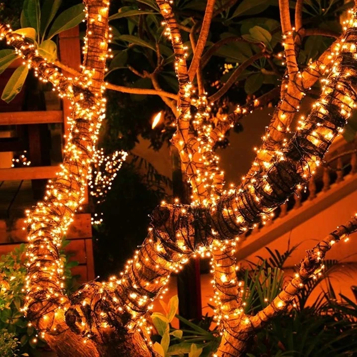 Árvores de Natal Cordas Solar 5000 Leds Alimentado Jardim Luz Flor Decorativo Gramado Pátio Casamentos Led 50 m 10 Cordas led solar 50 m 5000 leds