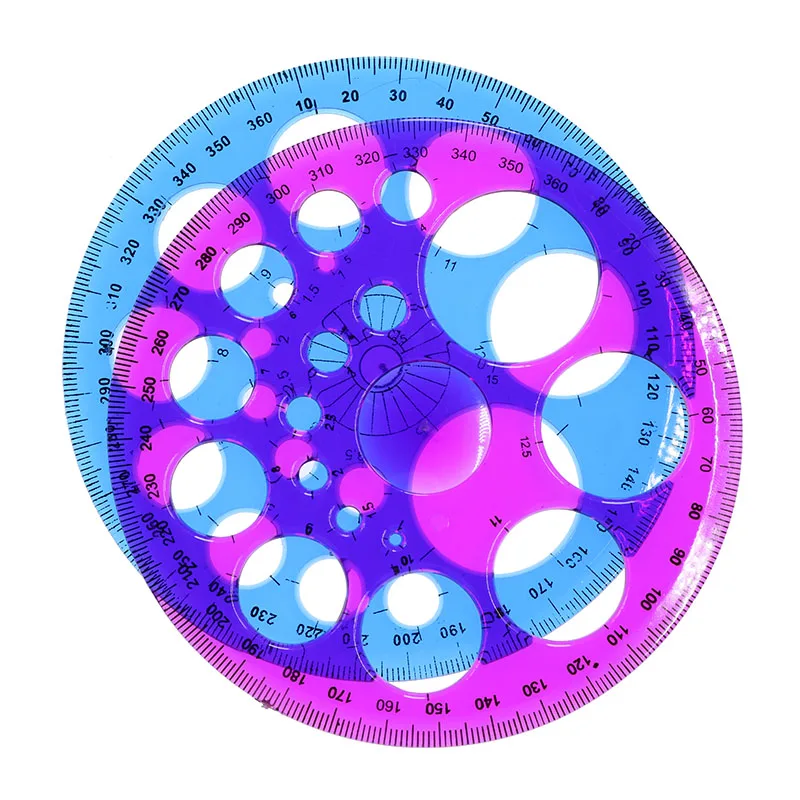 2 шт. круглый шаблон 360 градусов линейка прозрачная Пластик правитель синий фиолетовый дополнительно детская студентов, изучающих