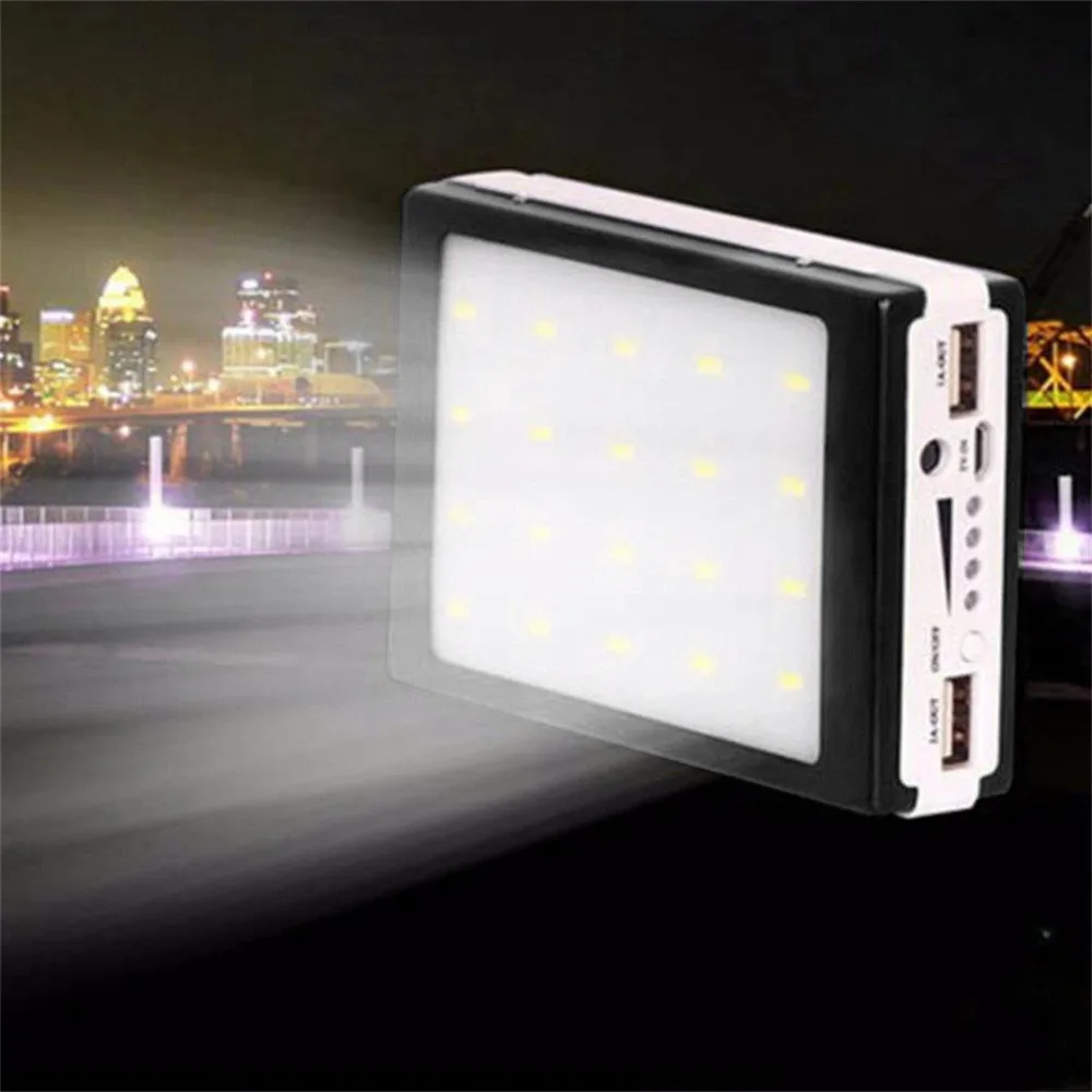 

Solar LED Portable Dual USB Power Bank 5x18650 External Battery Charger DIY Box Solar Energy Camping Flashlight Case