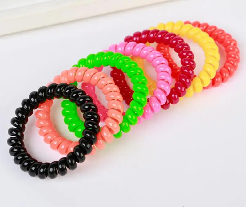 

10Pcs Women candy-colored telephone wire hair ring hair rope headdress head flower hair accessories Wholesale