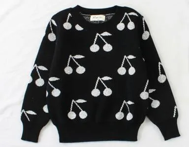 Розничная, свитер для маленьких девочек детская одежда с длинными рукавами, вишневый вязаный свитер для мальчиков, осень 0726 sylvia 536334444883
