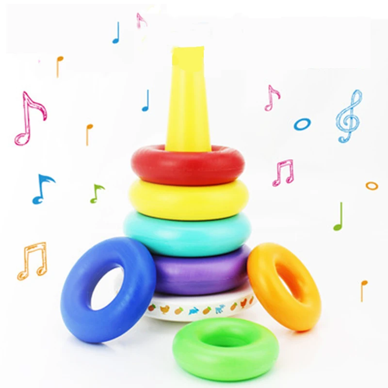 

Kids Throwing Colorful Ferrule Music Tumbler Rainbow Sports Circle Ferrules Stacked Layers Game Interactive Educational Toys